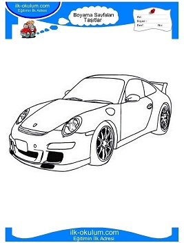 Çocuklar İçin Porsche Boyama Sayfaları 